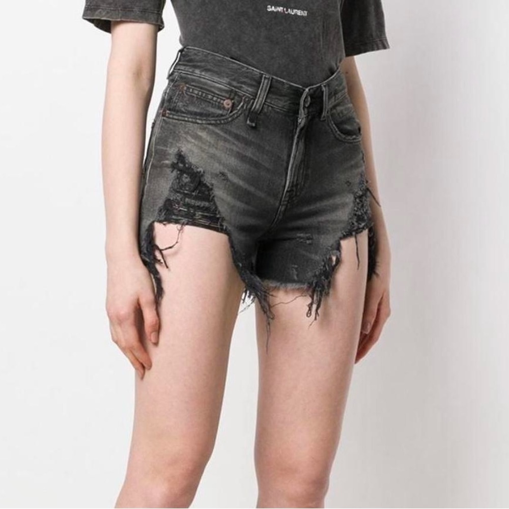 R13 Shredded Denim Shorts, Size 24